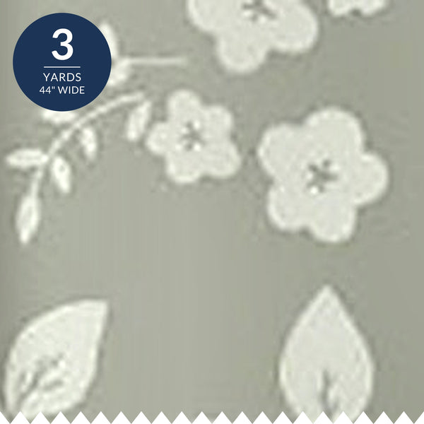 Sage Floral Cotton Fabric by the Yard 44'' Wide 3 Yard Cut Greenwood Wilderness Delights Collection - close up of the cream flowers and leaves on soft sage cotton - photo 1 of 2 - The Fabric Hut