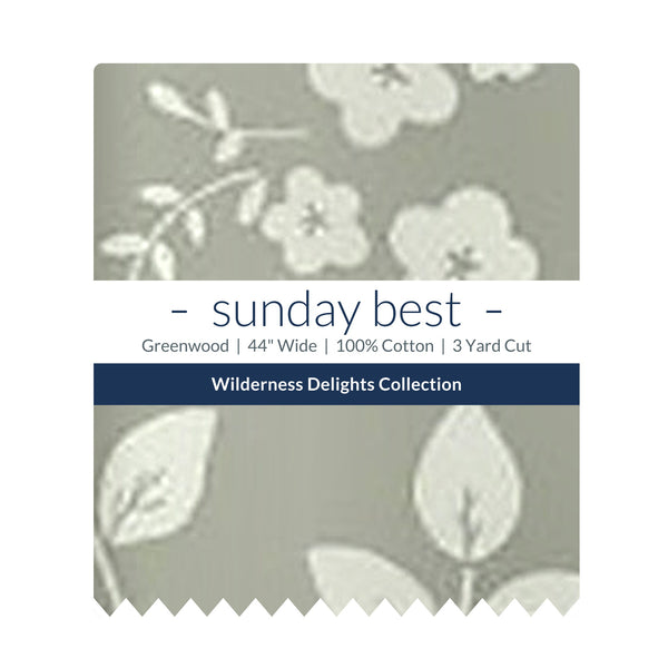 Sage Floral Cotton Fabric by the Yard 44'' Wide 3 Yard Cut Greenwood Wilderness Delights Collection - the folded 3 yard cut with the Sunday Best band - photo 2 of 2 - The Fabric Hut