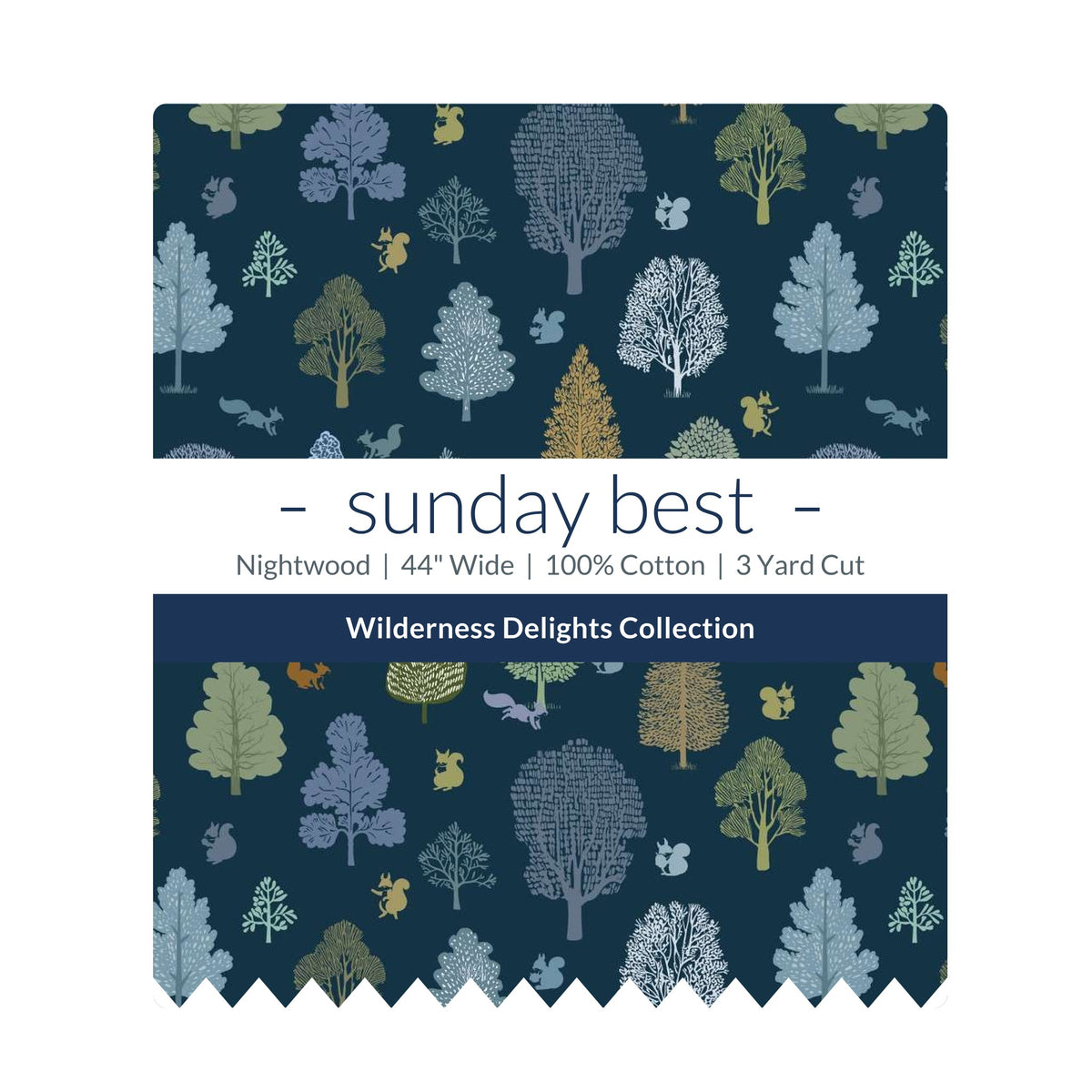 Navy Blue Forest Cotton Fabric by the Yard 44'' Wide 3 Yard Cut Nightwood Wilderness Delights Collection - the folded 3 yard cut with the Sunday Best band - photo 2 of 2 - The Fabric Hut