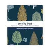 Navy Blue Forest Cotton Fabric by the Yard 44'' Wide 5 Yard Cut Nightwood Wilderness Delights Collection - the folded 5 yard cut with the Sunday Best band - photo 2 of 2 - The Fabric Hut