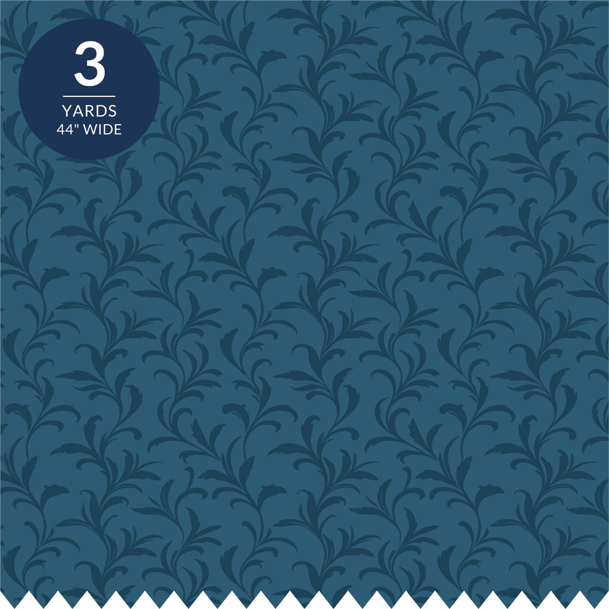Teal Blue Leaf Cotton Fabric by the Yard 44'' Wide 3 Yard Cut Understory Wilderness Delights Collection - close up of the tonal leaf print on mid teal cotton - photo 1 of 2 - The Fabric Hut