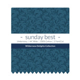 Teal Blue Leaf Cotton Fabric by the Yard 44'' Wide 3 Yard Cut Understory Wilderness Delights Collection - the folded 3 yard cut with the Sunday Best band - photo 2 of 2 - The Fabric Hut