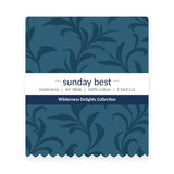Teal Blue Leaf Cotton Fabric by the Yard 44'' Wide 5 Yard Cut Understory Wilderness Delights Collection - the folded 5 yard cut with the Sunday Best band - photo 2 of 2 - The Fabric Hut
