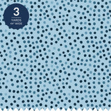 Blue Dot Cotton Fabric by the Yard 44'' Wide 3 Yard Cut Windfall Wilderness Delights Collection - close up of the navy and mid blue dots scattered on light blue cotton - photo 1 of 2 - The Fabric Hut