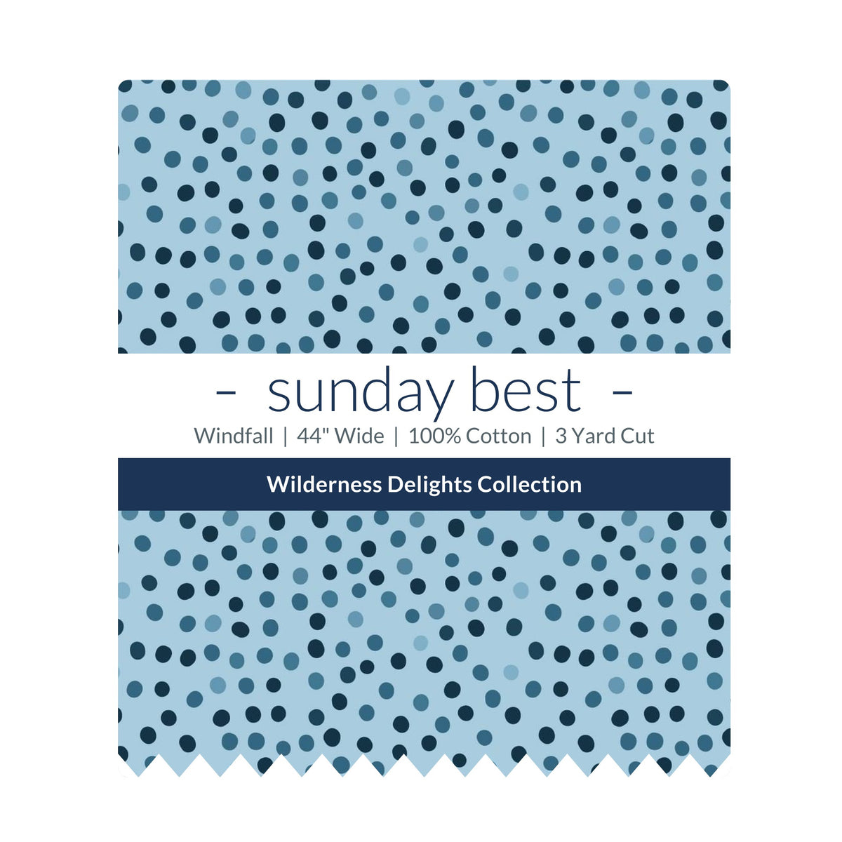Blue Dot Cotton Fabric by the Yard 44'' Wide 3 Yard Cut Windfall Wilderness Delights Collection - the folded 3 yard cut with the Sunday Best band - photo 2 of 2 - The Fabric Hut