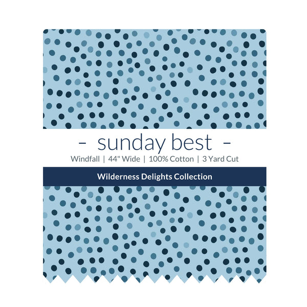 Blue Dot Cotton Fabric by the Yard 44'' Wide 3 Yard Cut Windfall Wilderness Delights Collection - the folded 3 yard cut with the Sunday Best band - photo 2 of 2 - The Fabric Hut