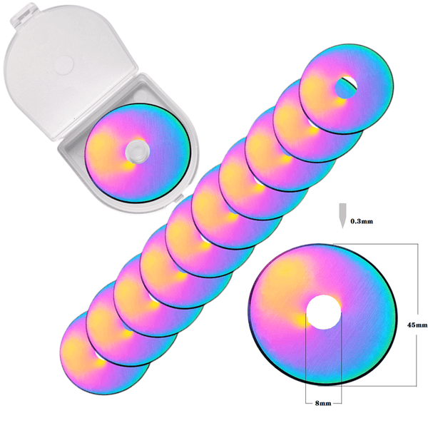 45mm Titanium Coated Rotary Cutter Blades - Round Hole - 10 Blades Pack - The Fabric Hut