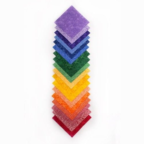 36 Rainbow Basics pre cut 10 " squares 100% cotton fabric quilt