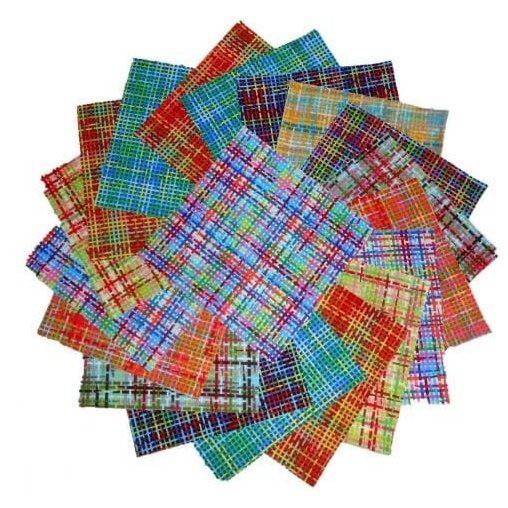 90 Pretty in Plaid pre cut charm pack 5" squares 100% cotton fabric quilt