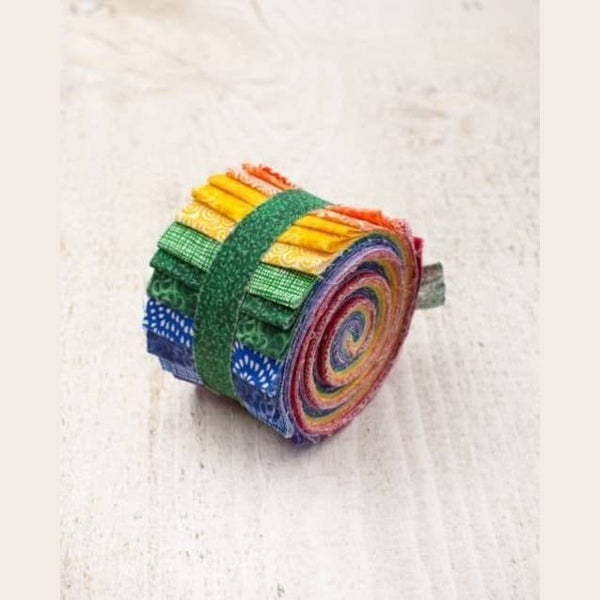 2.5 inch Rainbow Basics Jelly Roll 100% cotton fabric quilting strips 18 strip