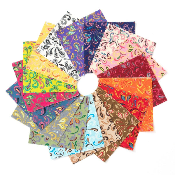 102 Fleur De LIs Bright pre cut charm pack 5" squares 100% cotton fabric quilt pre cut quilt squares