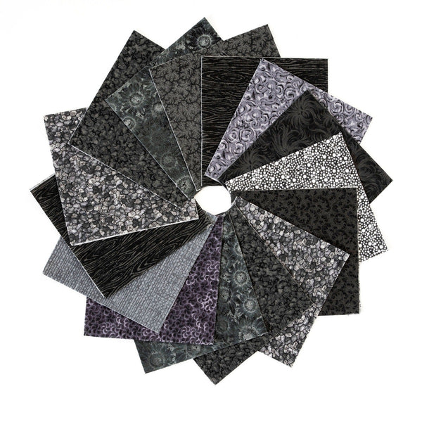 It's All Black 90-piece pre-cut charm pack 5" squares 100% cotton fabric quilt various black tone-on-tone