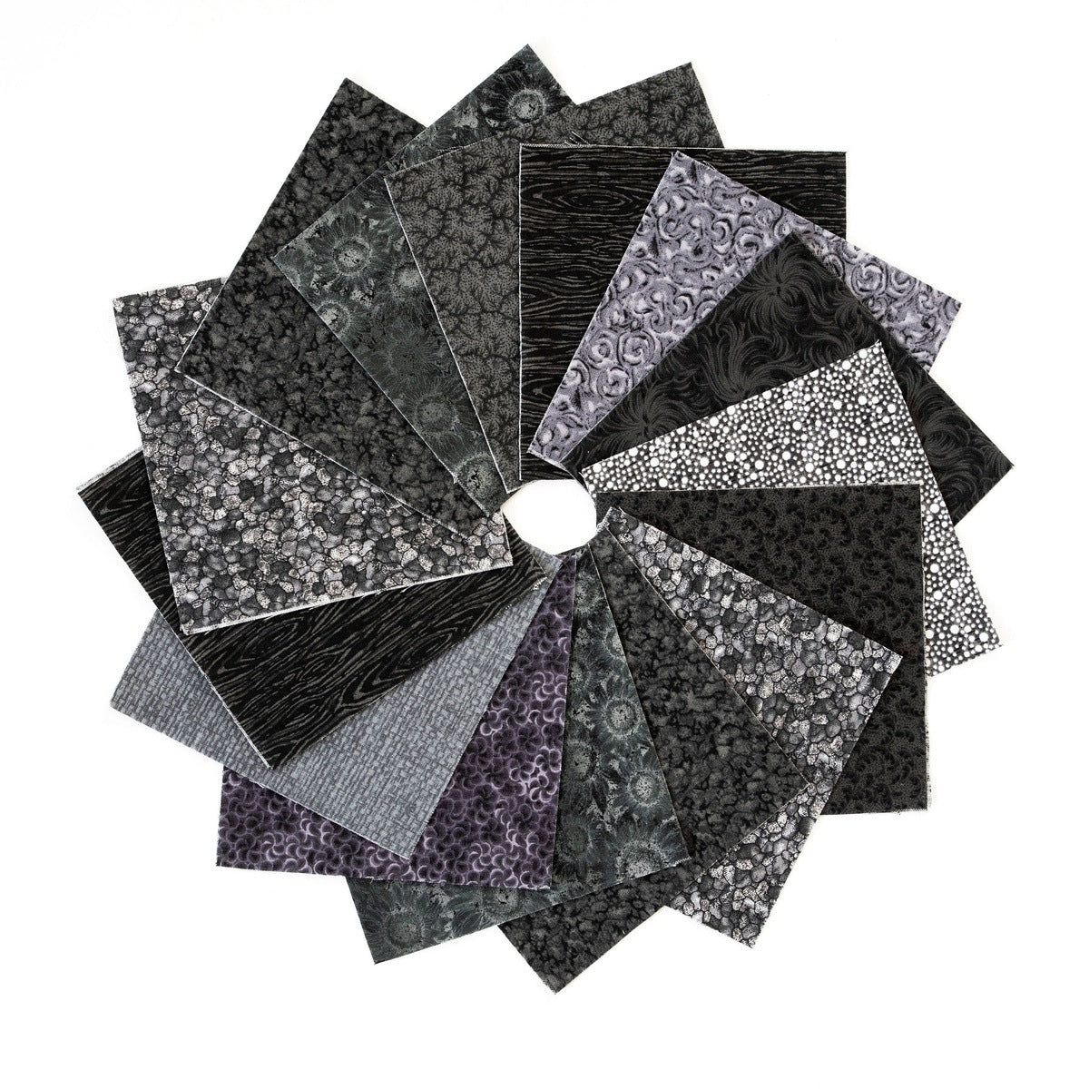 "Noir Elegance" Strip Roll 2.5 inch pre-cut 100% cotton fabric quilting strips - 18 strips tone-on-tone black fabric