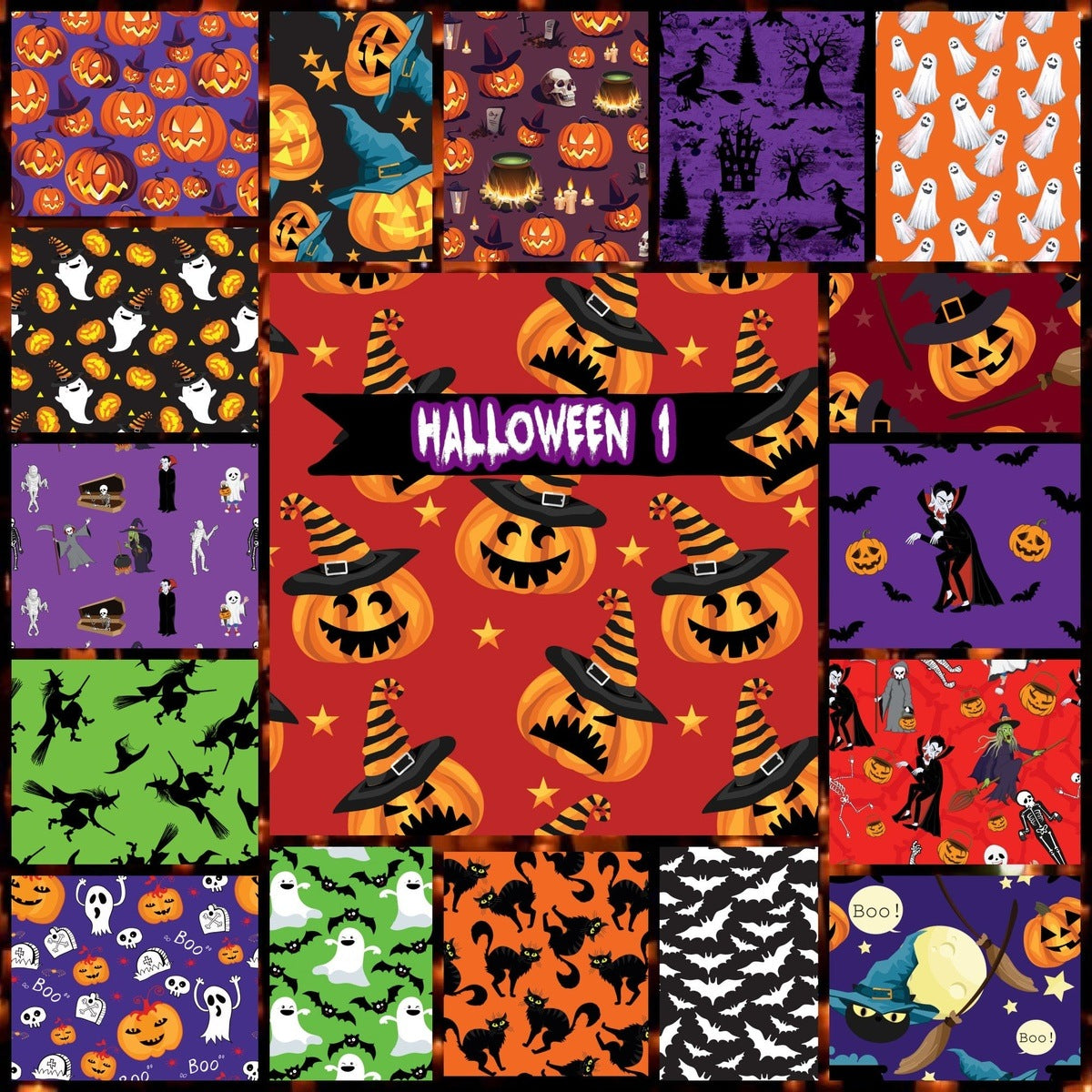 34 Piece Halloween 1 Fabric pre cut 10 " squares 100% cotton fabric quilt