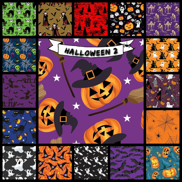34 Piece Halloween 2 Fabric pre cut 10 " squares 100% cotton fabric quilt
