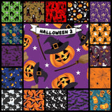 34 Piece Halloween 2 Fabric pre cut Layer Cake 10 " squares 100% cotton fabric quilt