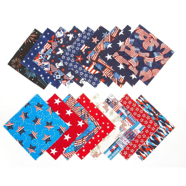 American Patriotic, quilt of valor, red white and blue 10 inch squares, pre cut quilt fabric 34 pieces
