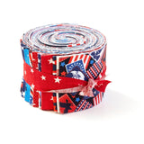 2.5 inch American Patriotic Jelly Roll 100% cotton fabric quilting 20 pre cut strips