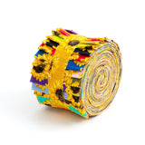 2.5 inch SUNFLOWERS Jelly Roll 100% cotton fabric quilting strips 17 pieces pre cut strips
