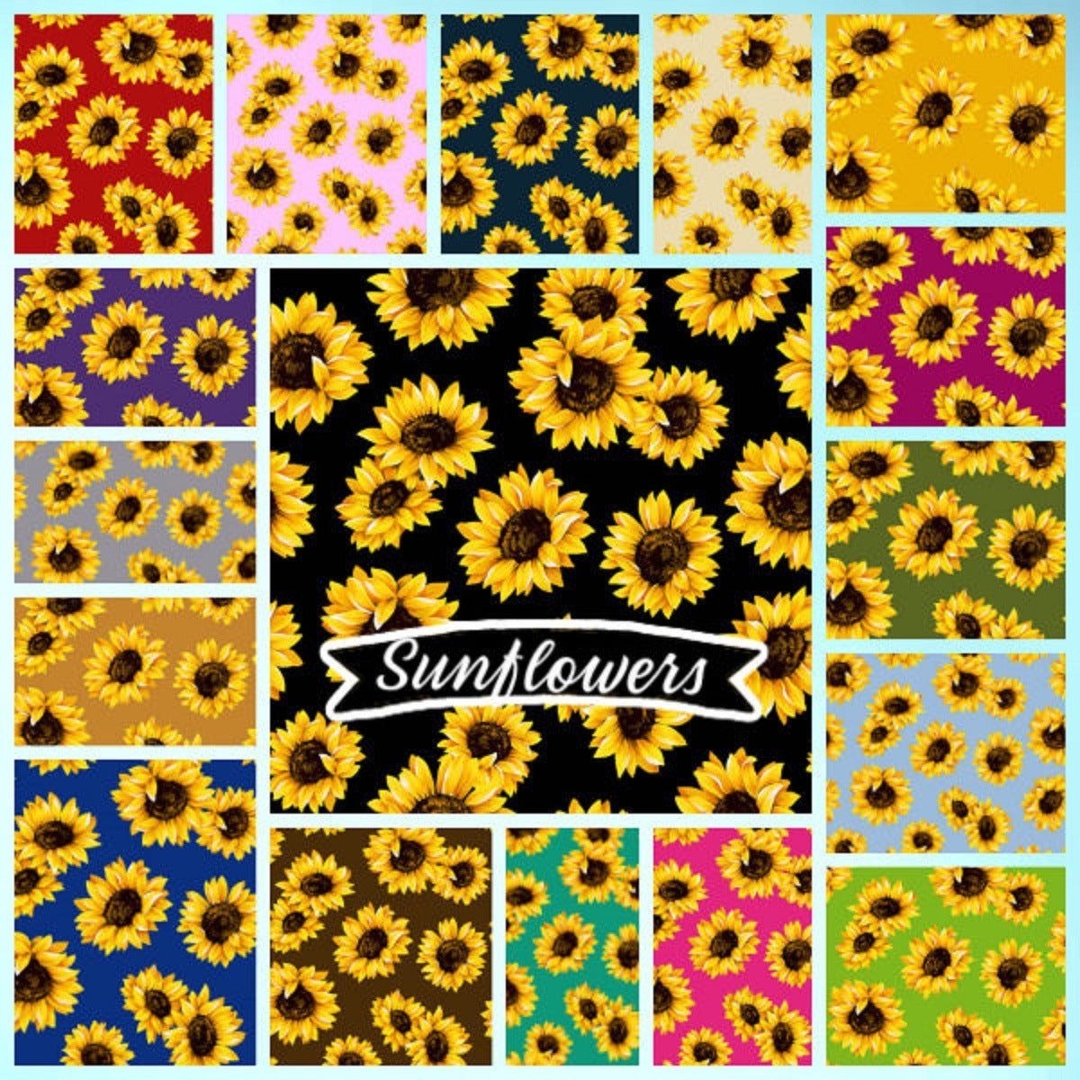 2.5 inch SUNFLOWERS Strip Roll 100% cotton fabric quilting strips 17 pieces pre cut strips