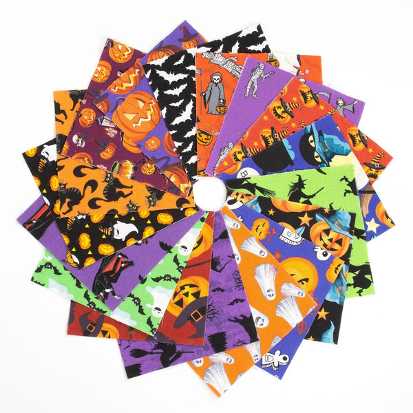 34 Piece Halloween 1 Fabric pre cut 10 " squares 100% cotton fabric quilt