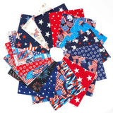 American Patriotic, quilt of valor, red white and blue 10 inch squares, pre cut layer cake, quilt fabric 34 pieces