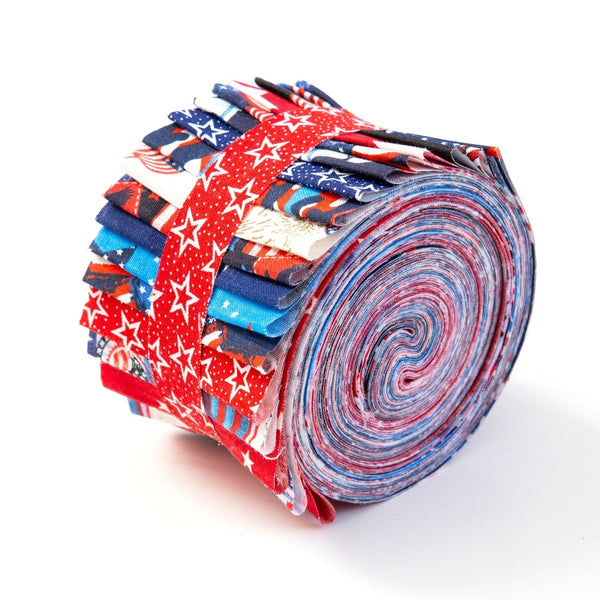 American Patriotic Strip Roll 100% cotton fabric quilting 20 pre cut strips