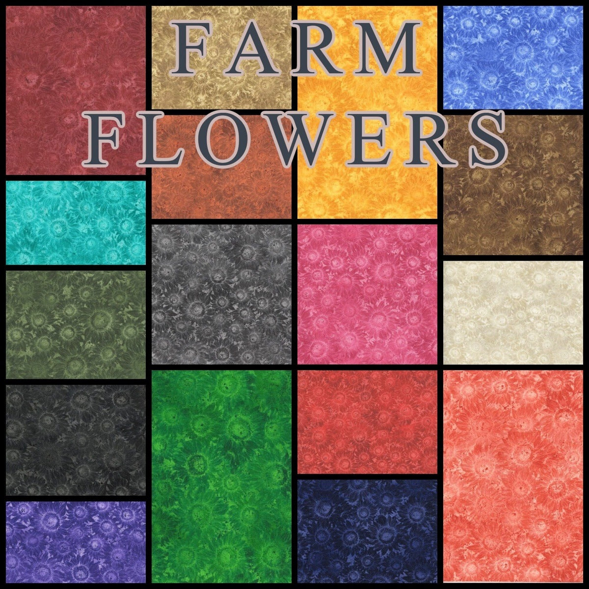 Strip Roll: 2.5 inch Farm Flowers 100% cotton fabric quilting strips 18 strip