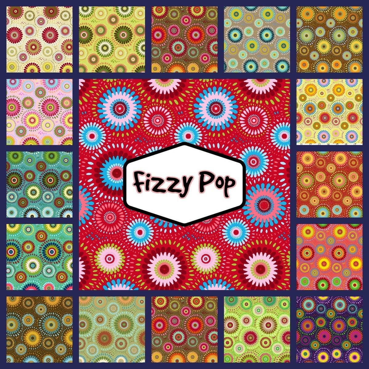 34 Fizzy Pop pre cut 10 " squares 100% cotton fabric quilt