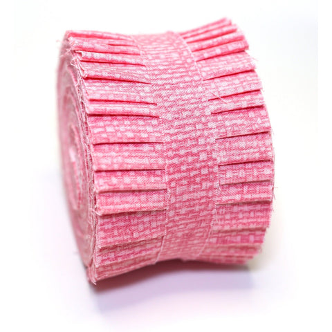 20 pc. 2.5 inch Crosshatch Pink Jelly Roll 100% cotton fabric quilting strips