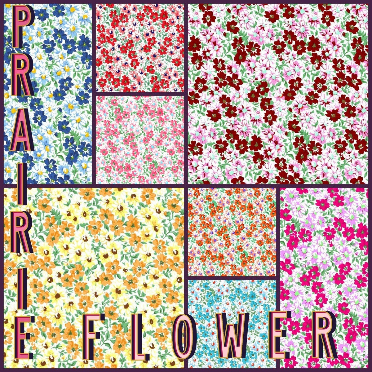 90 Prairie Flower pre cut charm pack 5" squares 100% cotton fabric quilt