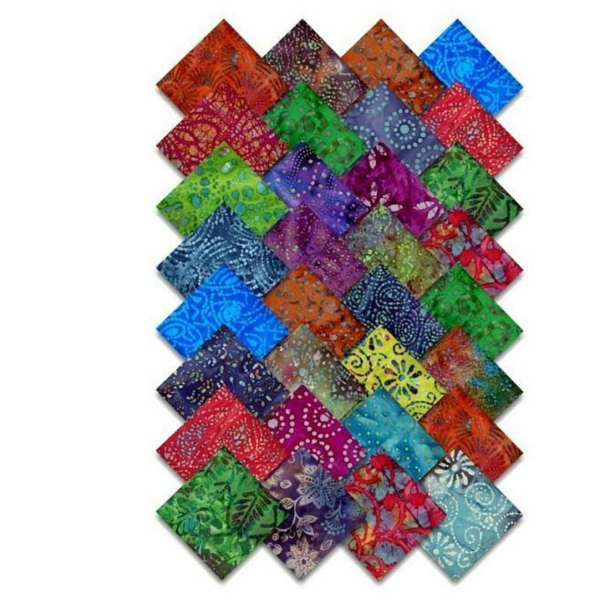 100 Assorted BATIK pre cut charm pack 5" squares 100% cotton fabric quilt