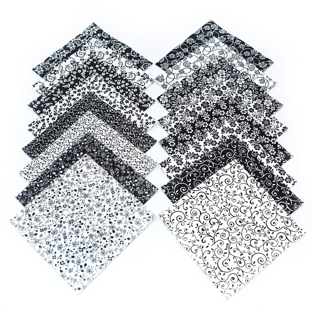 Black & White Basics pre cut 10 " squares 100% cotton fabric quilt 32 Pieces
