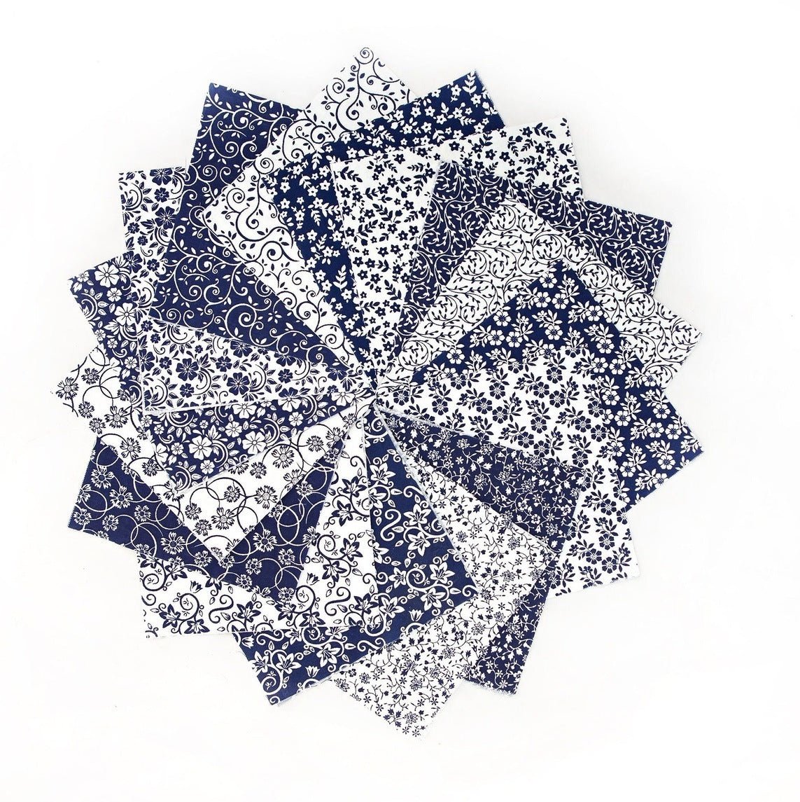 Neu Navy &amp; White Basics - vorgeschnittenes Charm Pack, 5"-Quadrate, 100 % Baumwollstoff, Steppdecke, 96 Teile
