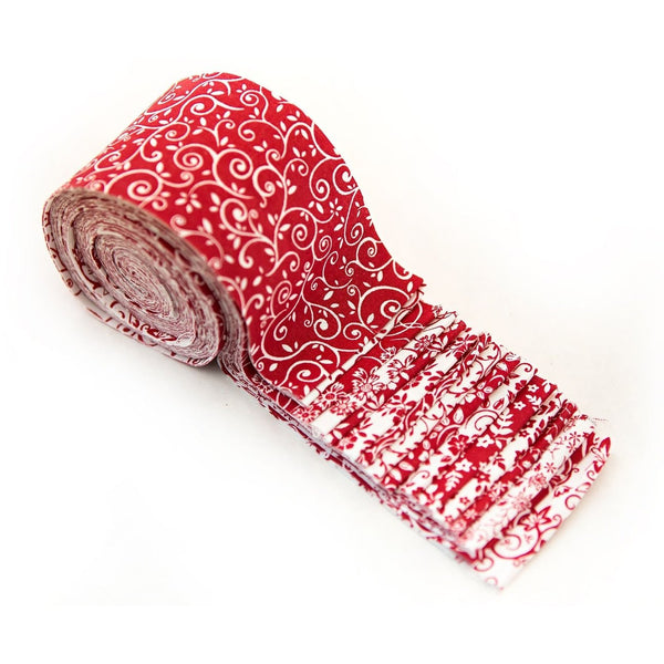 New 2.5 inch Red & White Basics Strip Roll 100% cotton fabric quilting 16 strips