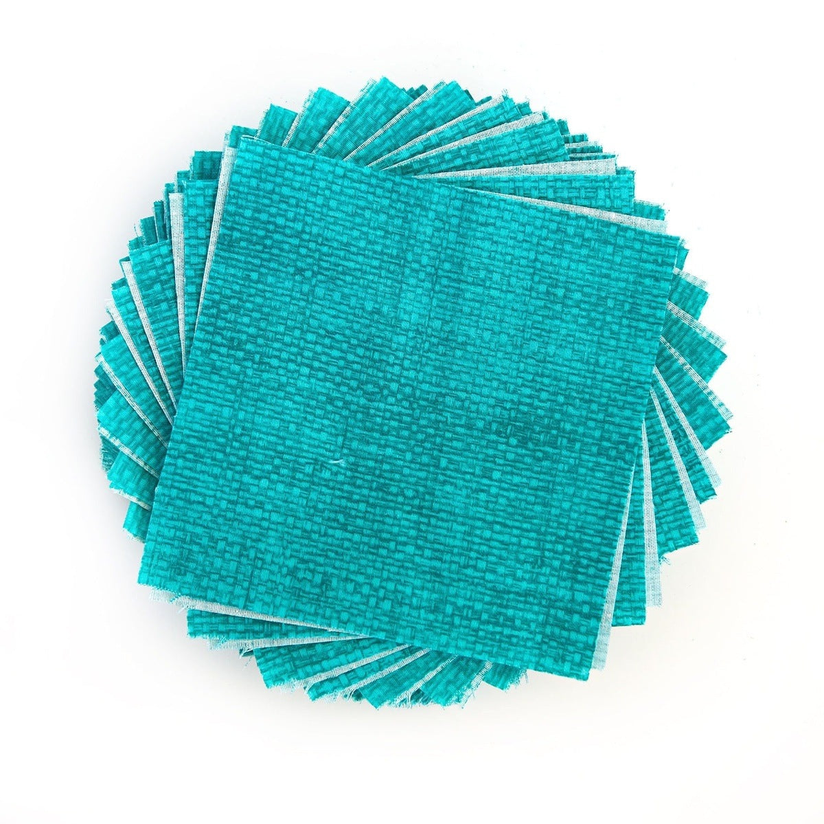 100 Piece Crosshatch Teal pre cut charm pack 5" squares 100% cotton fabric quilt