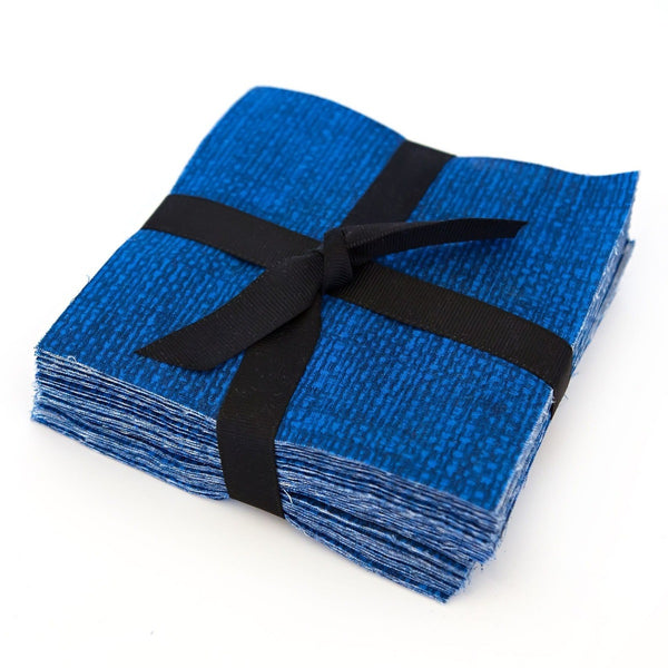 100 Crosshatch Royal Blue pre cut charm pack 5" squares 100% cotton fabric quilt