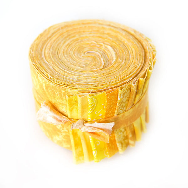 It's All YELLOW Strip Roll 2.5 inch pre-cut 100% cotton fabric quilting strips - 20 strips
