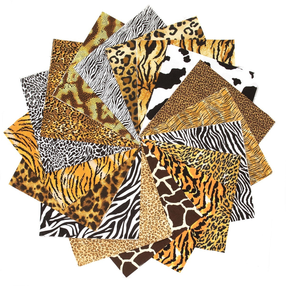 102 piece Wild Thing animal skin prints pre cut charm pack 5" squares 100% cotton fabric quilt