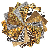 102 piece Wild Thing animal skin prints pre cut charm pack 5" squares 100% cotton fabric quilt