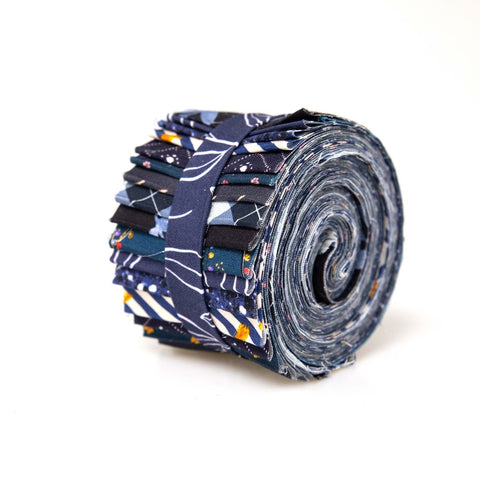 It's All NAVY Jelly Roll 2.5 inch pre-cut 100% cotton fabric quilting strips - 20 strips