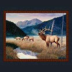 King of the Valley Elk cotton panel 36" x 45"
