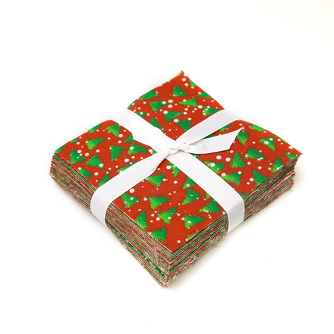 102 Pieces Christmas Basics Red Green pre cut charm pack 5" squares 100% cotton fabric quilt Blenders