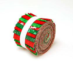 2.5 inch Christmas Basics Red and Green Blenders Jelly Roll 100% cotton fabric quilting strips 17 strips
