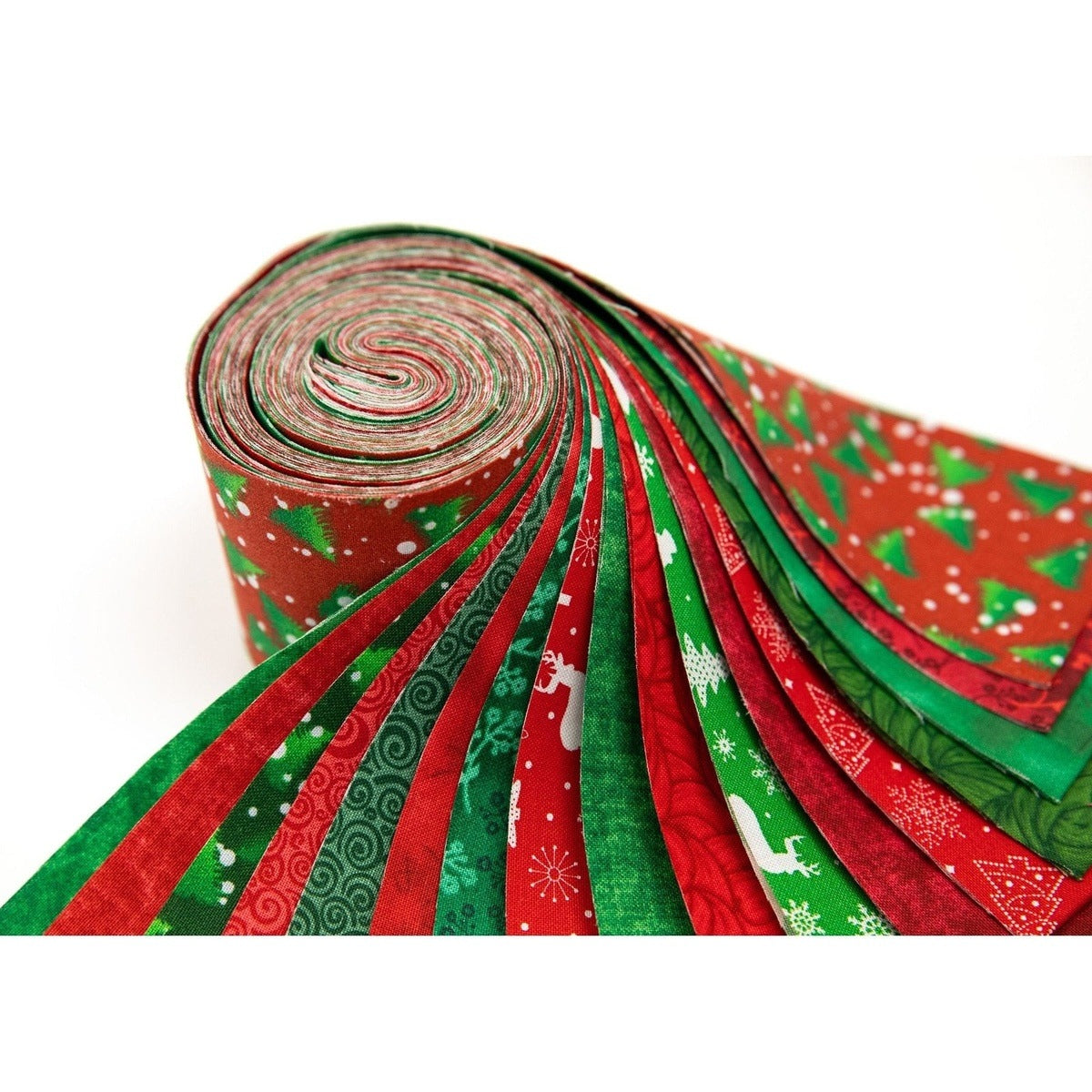 2.5 inch Christmas Basics Red and Green Blenders Strip Roll 100% cotton fabric quilting strips 17 strips