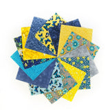 Summer Songs pre cut charm pack 5" squares 100% cotton fabric quilt Blues yellow butterfly floral fabric