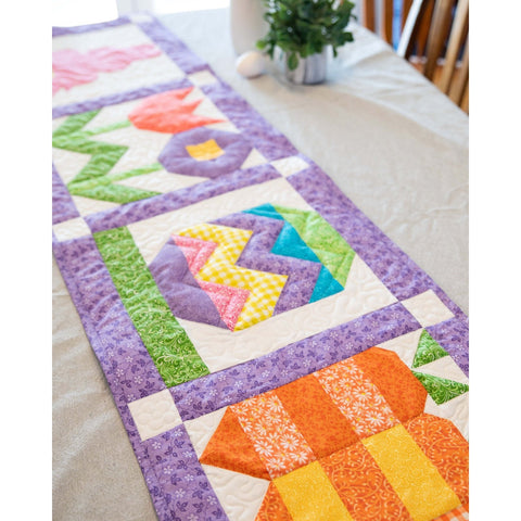 Signs of Spring Easter Bunny Easter Egg Table Runner Quilt Kit Fabric Pattern Binding Backing ALL PRE CUT 16" X 60"