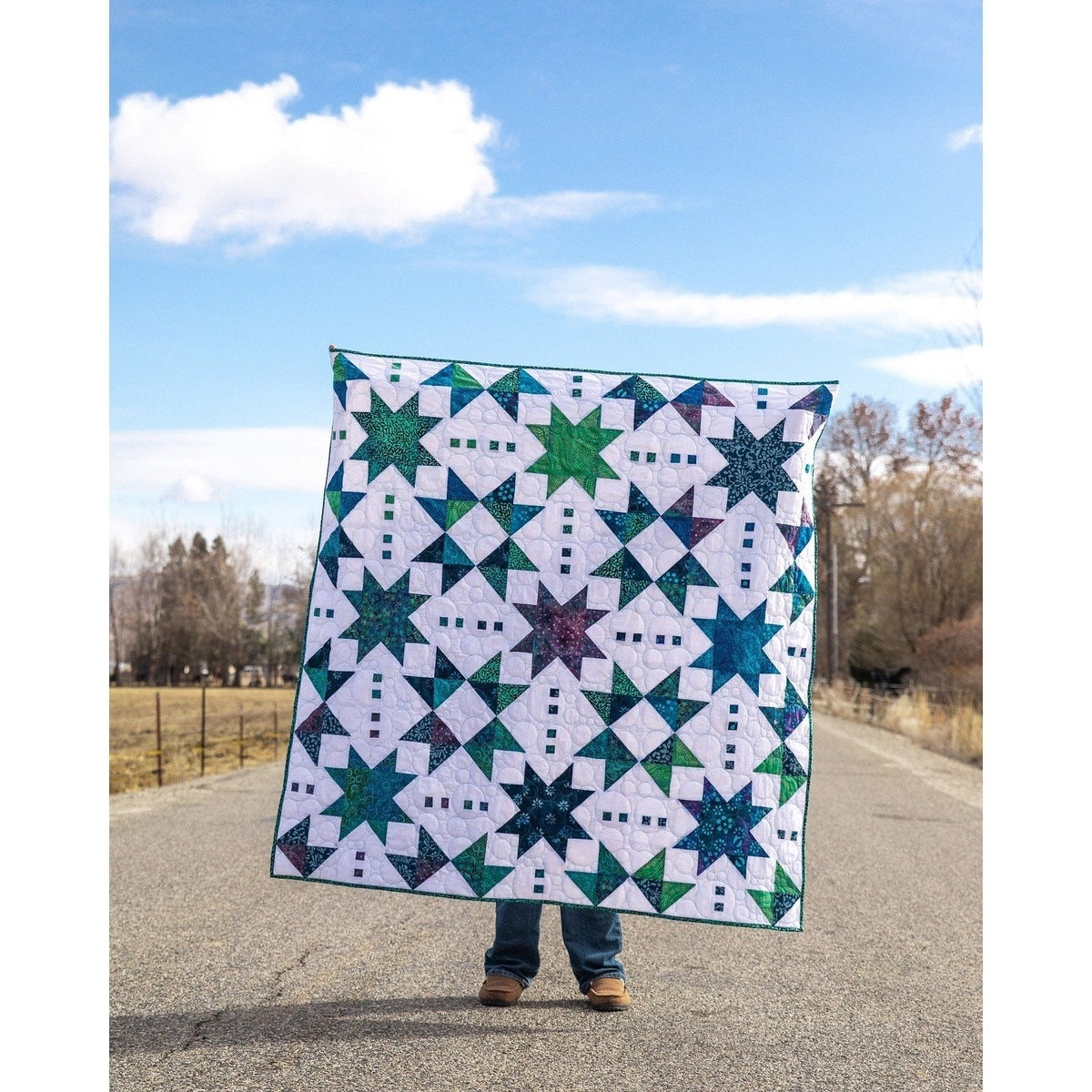 Celestial Azure Pre-Cut Quilt Kit: Complete Set with Pattern, Binding, & Backing - A Modernly Morgan Design