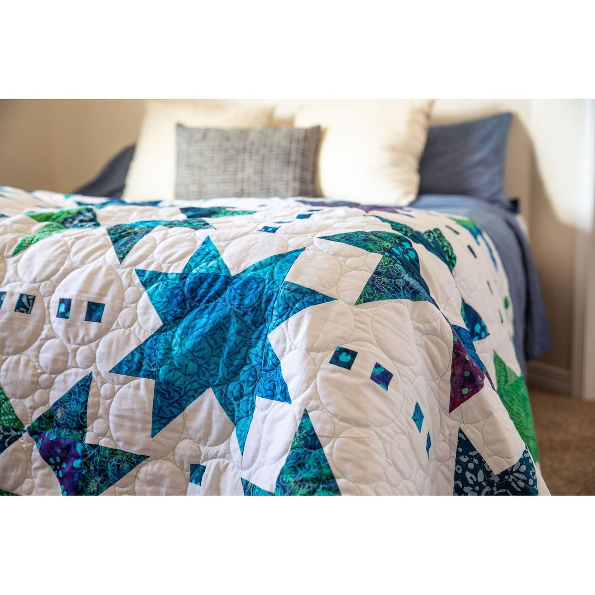 Celestial Azure Pre-Cut Quilt Kit: Complete Set with Pattern, Binding, & Backing - A Modernly Morgan Design
