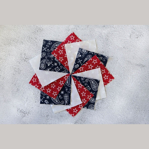 Mini Sparklers precut mini charm pack 2.5 squares quilt fabric 184 pieces  patriotic Red White and Blue